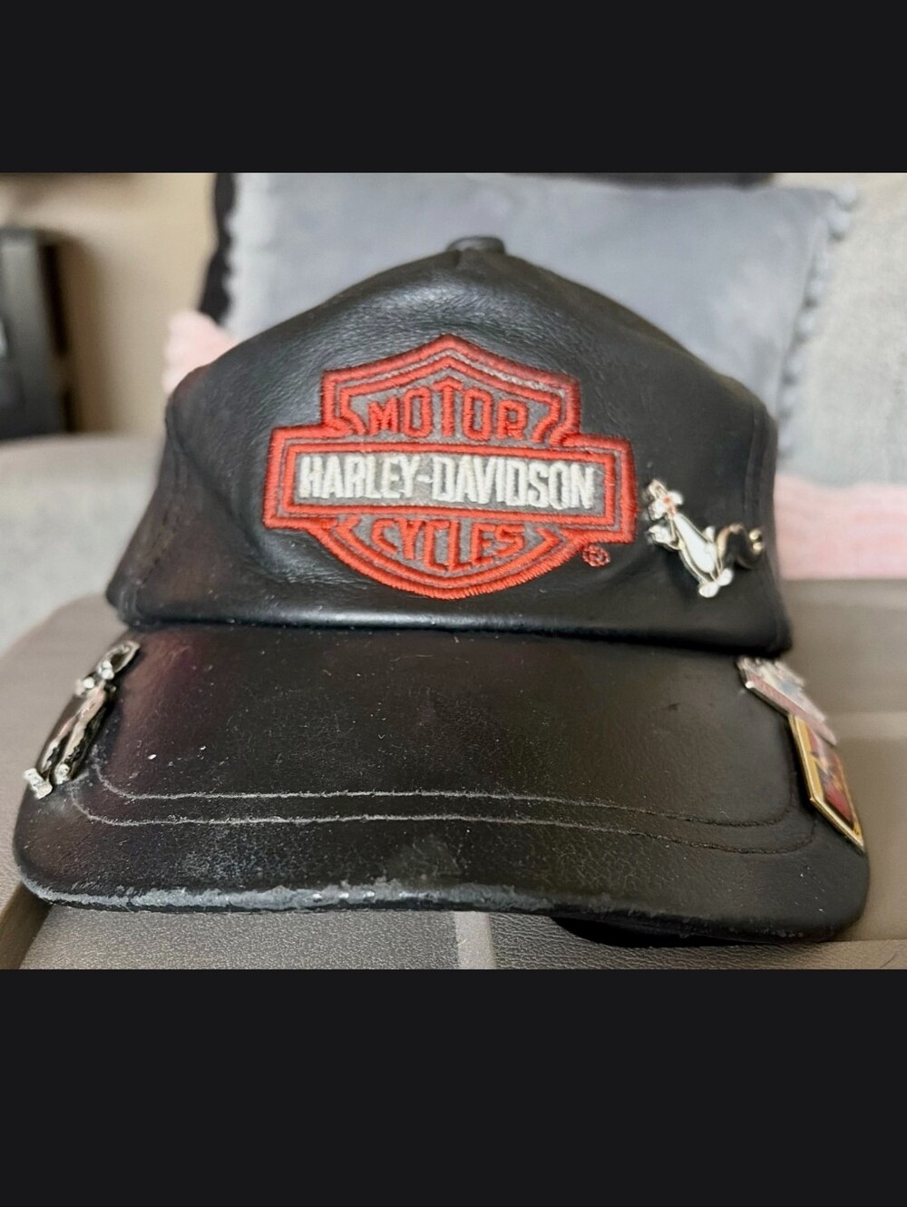 Original Harley-Davidson Black Leather Cap